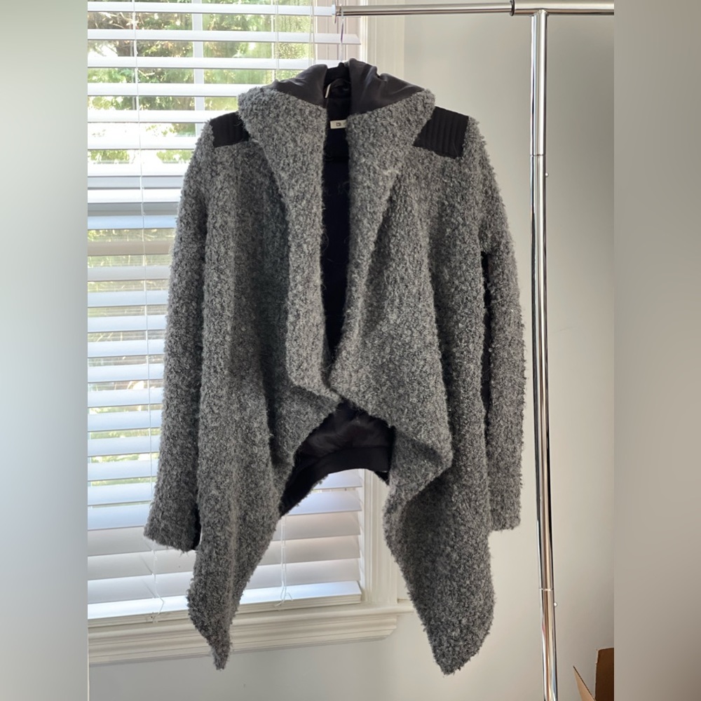 NWOT Blanc Noir hooded Wool blend open front sweater jacket - XS